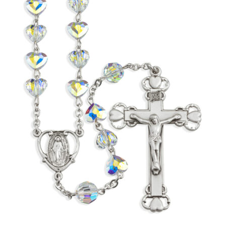 8mm Finest AB Crystal Heart Beads with 8mm Crystal AB Our Father Beads