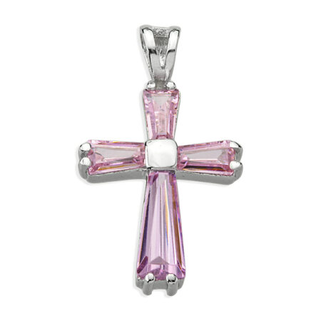 Pink Zirconia Cross Pendant