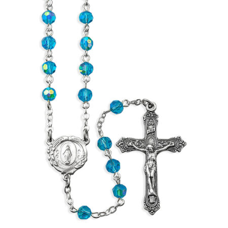 6Mm Aqua Crystal A/B Rosary