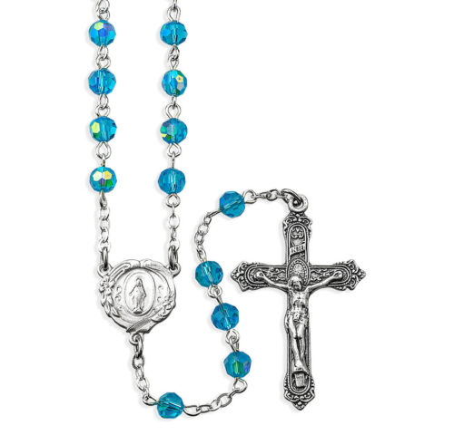6Mm Aqua Crystal A/B Rosary
