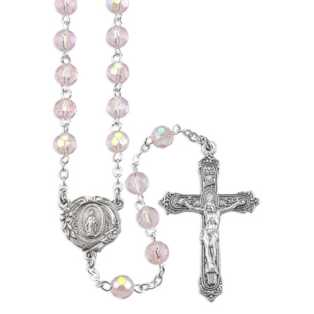 6Mm Rose Crystal A/B Bead Rosary