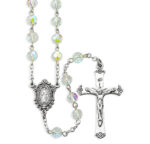 7mm Crystal Tin Cut Multi-Faceted Crystal Round Aurora Borealis Bead Rosary