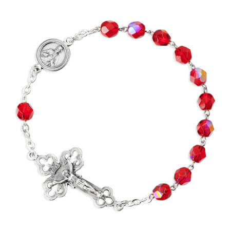 6mm One Decade Kant Tangle Ruby Aurora Borealis Crystal Rosary