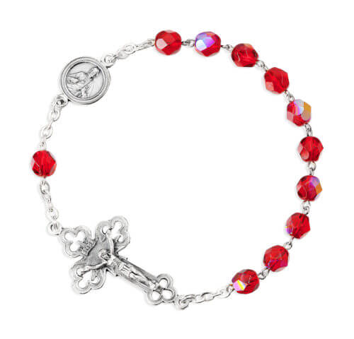 6mm One Decade Kant Tangle Ruby Aurora Borealis Crystal Rosary