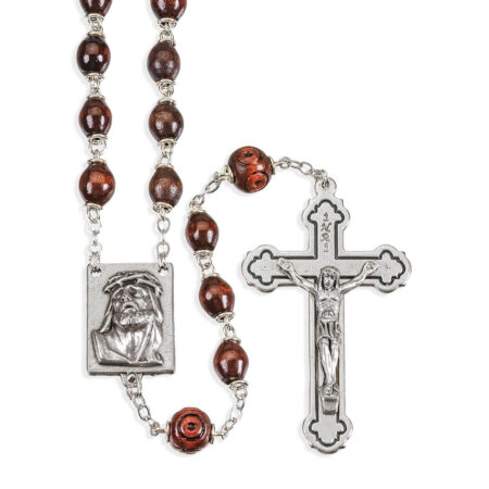 Maroon Palissander Wood Bead Rosary