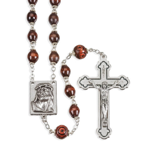 Maroon Palissander Wood Bead Rosary
