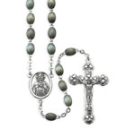6X8 Oval Grey Glass Bead Rosary