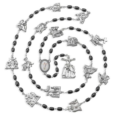 Black Glass Via Crucis Rosary