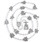 Via Crucis White Glass Bead Rosary