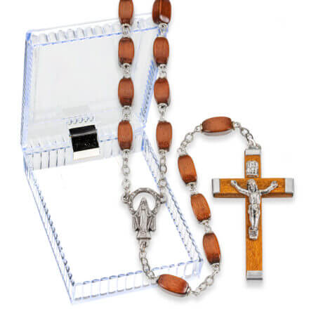 Brown Wood Bread Rosary Kit in Box 25" Quantity of 10