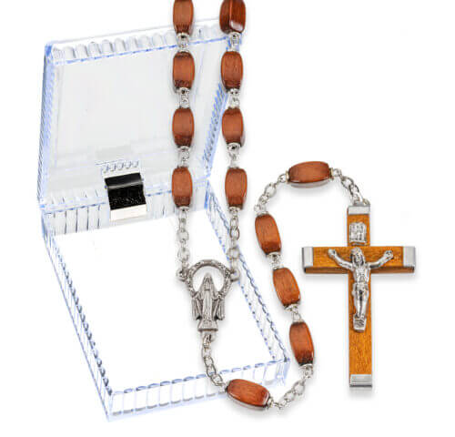 Brown Wood Bread Rosary Kit in Box 25" Quantity of 10