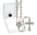 6mm White Pearl Rosary in a Plastic Hinged Boxed 18 1/2" Quantity of 10