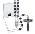 Black Carved Wood Bead Rosary 18 3/4" Quantity of 10