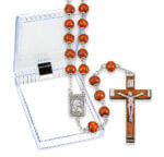 Natural Color Wood Carved Bead Rosary 19" Quantity of 10