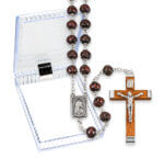 Maroon Carved Wood Bead Rosary 18 1/2" Quantity of 10