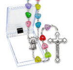 Heart Shaped Multi-Colored Beads Rosary 22 3/4" Quantity of 10