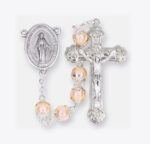 7mm Pink Faux Pearl Double Capped Round Bead Rosary