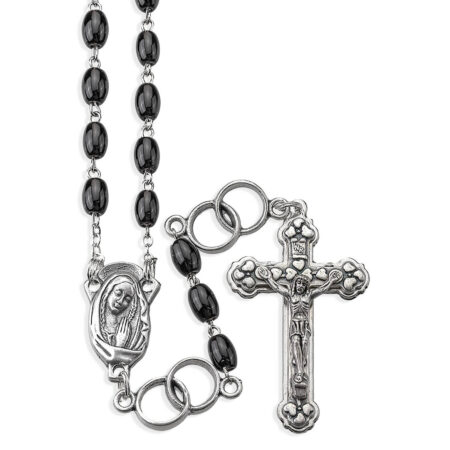 5 x 7mm Bead Wedding Rosary with Wedding Ring Our Father Beads