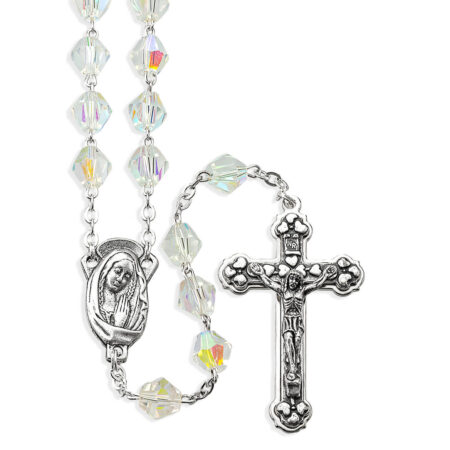 8MM Bicone Shaped Clear ROS A/B Rosary