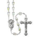 7 x 9mm Faceted Crystal Aurora Borealis Tear Drop Bead Rosary