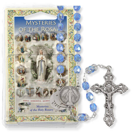 Sapphire Bead Mysteries of the Rosary Specialty Rosary Boxed
