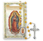Gold Crystal Bead Our Lady of Guadalupe Specialty Rosary Boxed