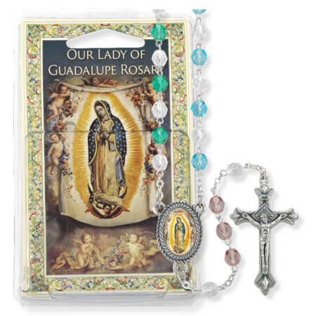 Our Lady of Guadalupe Pro Life Specialty Rosary – Multi-Color Glass 6mm Beads – Window Box