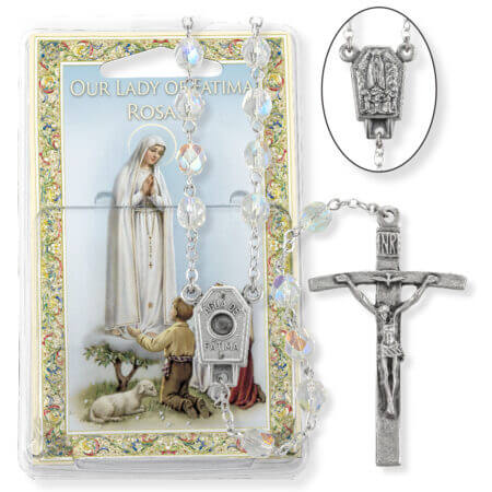Crystal Bead Our Lady of Fatima Water Specialty Rosary Boxed
