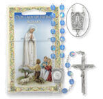 Sapphire Bead Our Lady of Fatima Water Specialty Rosary Boxed