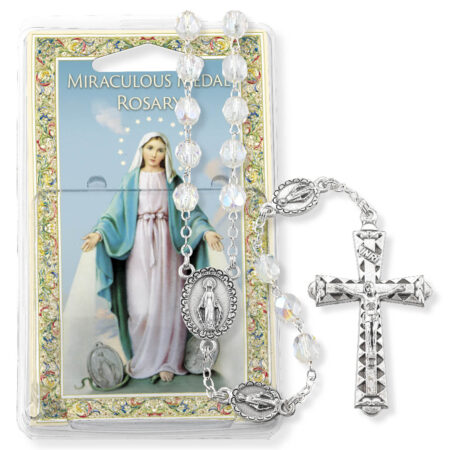 Crystal Bead Miraculous Medal Specialty Rosary Boxed