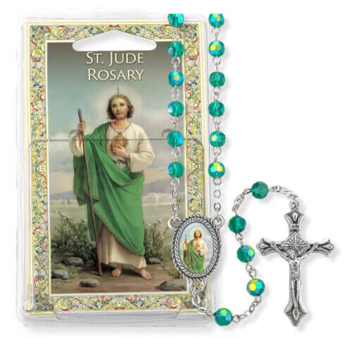 Green Bead Saint Jude Specialty Rosary Boxed