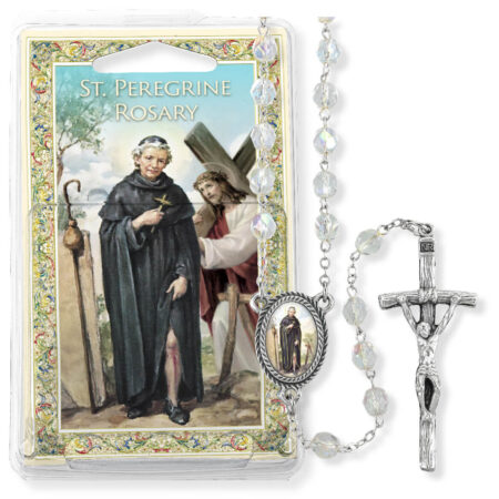 Crystal Bead Saint Peregrine Specialty Rosary Boxed