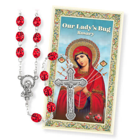 7mm Metal Red Ladybug Rosary