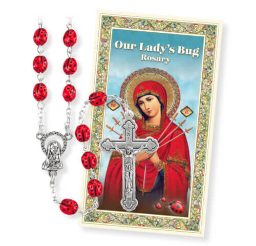 7mm Metal Red Ladybug Rosary