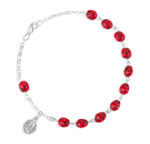 7mm Red Ladybug Metal Rosary Bracelet Quantity of 10
