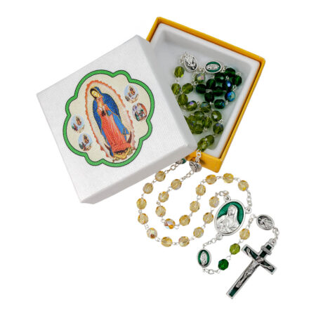 Tri Color Glass Bead Rosary Our Lady of Guadelupe