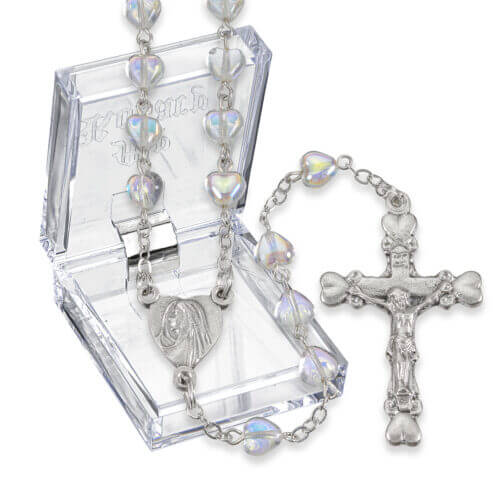 Crystal Heart Shaped Rosary 18 1/4" Quantity of 10