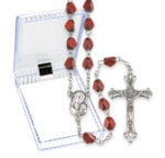 Maroon Triangular Wood Bead Rosary 20 1/4" Quantity of 10