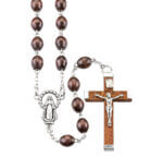 Maroon Wood Bead Rosary Quantity of 10