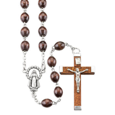 Maroon Wood Bead Rosary Quantity of 10