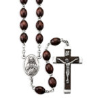 7 x 9mm Maroon Oval Boxwood Bead Rosary
