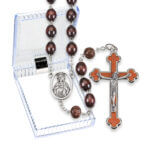 10mm Oval Dark Brown Wood Rosary 23 1/2" Boxed Quantity of 10