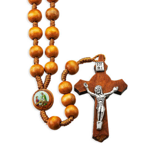 Natural Wood Bead Carpenter Rosary 10 Pieces