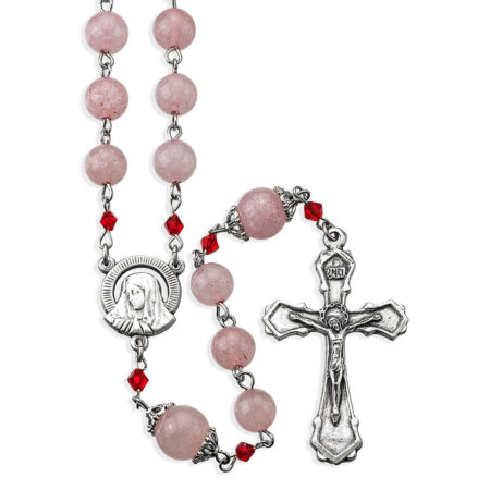 8mm Rose Quartz Bead w/ 10mm cap Rose Quartz Rosary