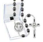 7" x 9" Black Wood Benedictine Rosary in a Plastic Hinged Box Quantity of 10