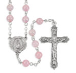 6mm Rose Quartz Bead Rosary Boxed  20 1/4"
