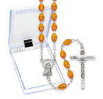 Brown Plastic Bead Rosary in a Plastic Hinged Box 18 1/2" Quantity of 10