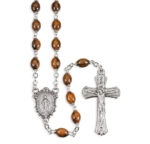7mm Oval Walnut Bead Rosary 21 1/2"