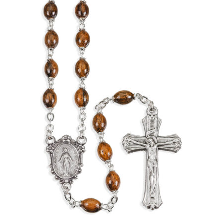 7mm Oval Walnut Bead Rosary 21 1/2"