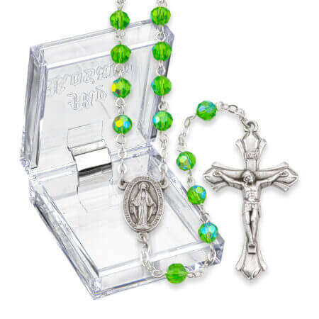 Birthstone August Rosary LT Green 6MM